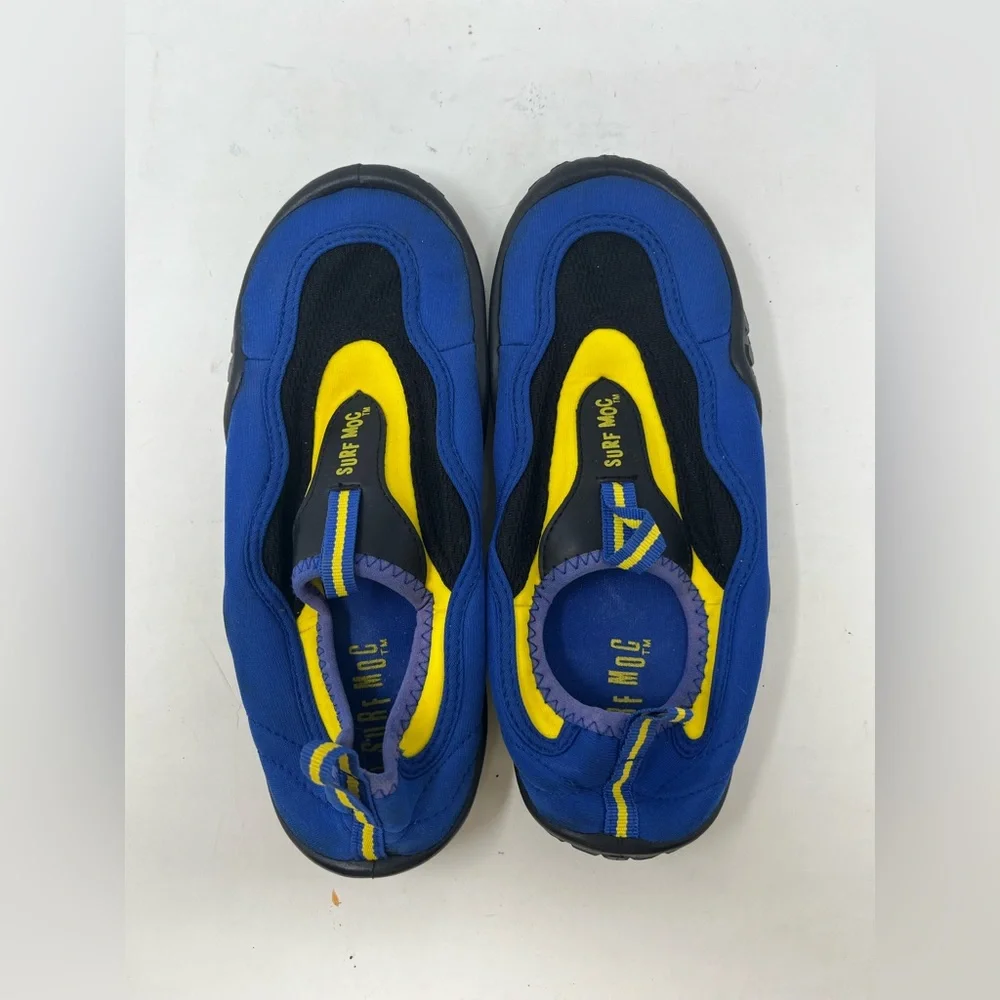 Surf Moc Beach Shoes Mens 4 Blue Black & Yellow Water Used Great Condition GHO0.